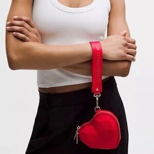 Brand New 2026 Lululemon Heart Wristlet Oxford Red With Free Reuse Bag In Pic
